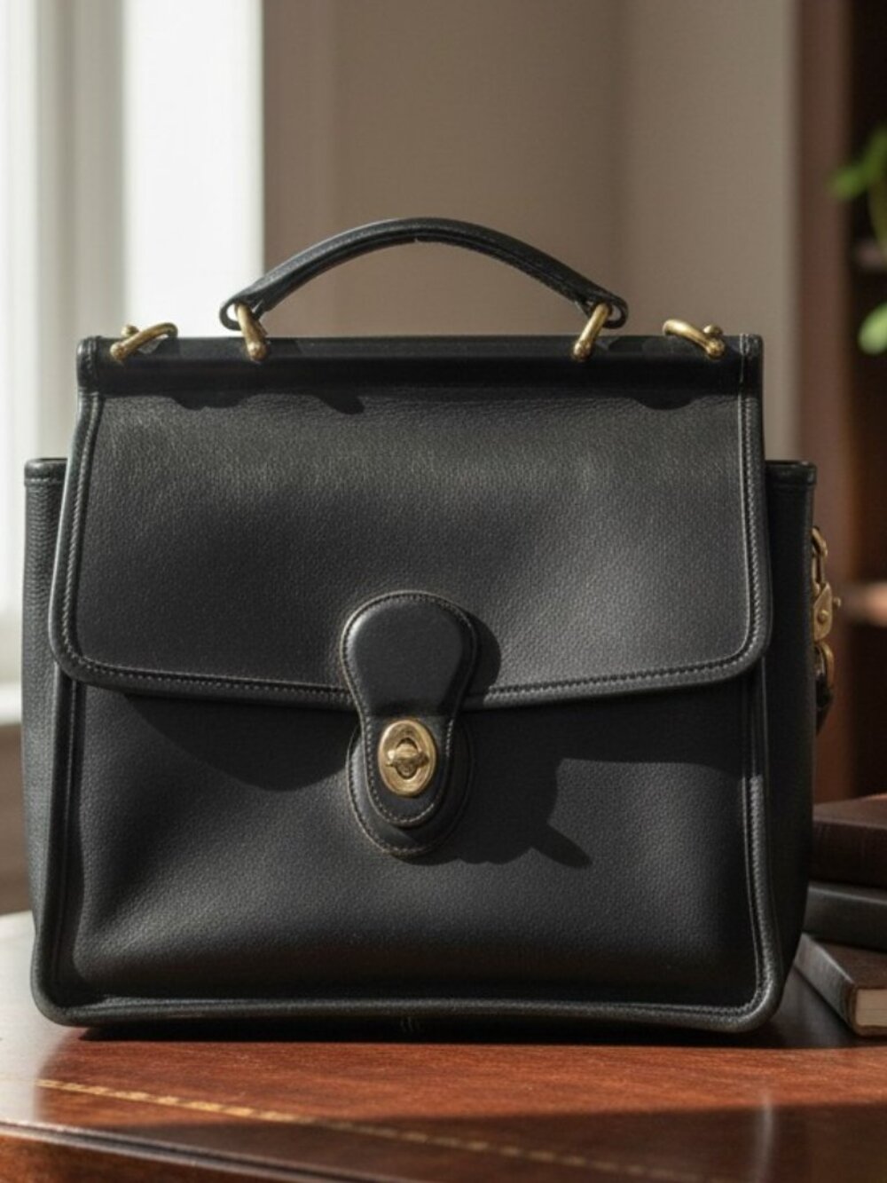 Coach Vintage Willis Bag 9927 Black Leather Crossbody Hungary Brass